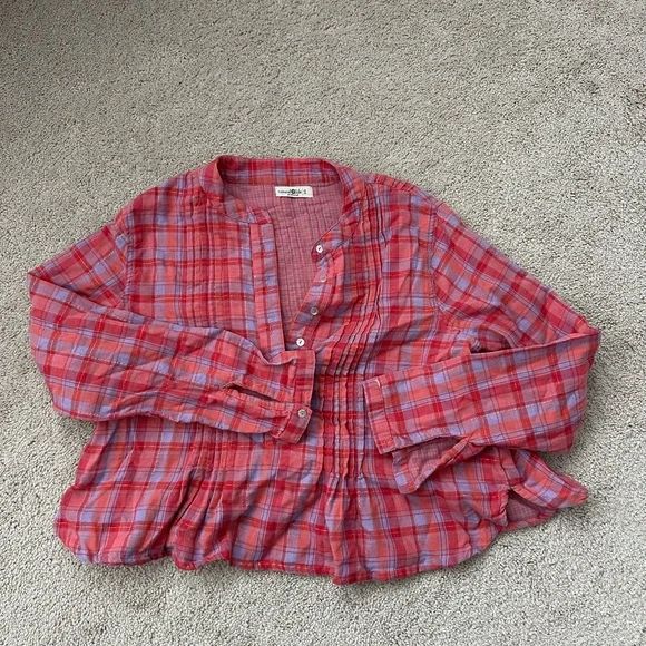NATURAL LIFE Pink and Purple Plaid Blouse - Picture 3 of 5